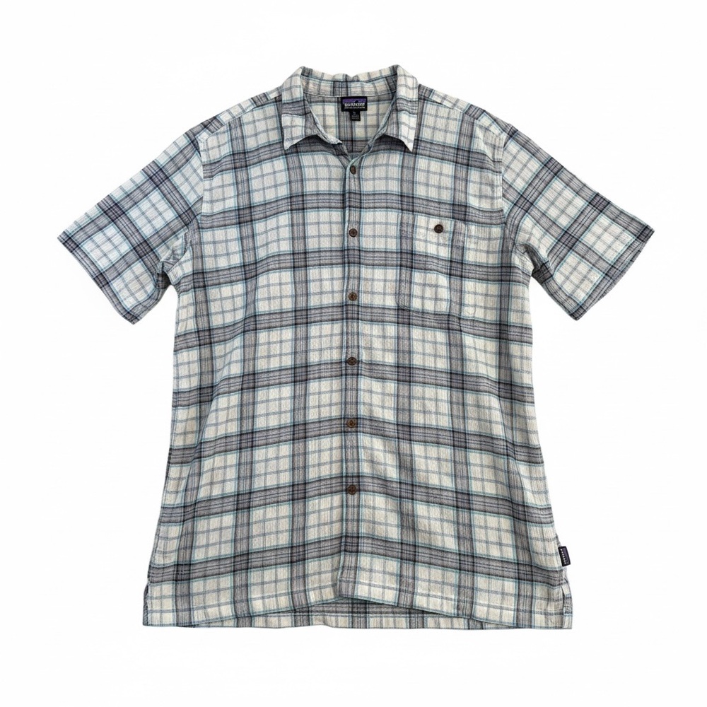 Patagonia Organic Cotton Plaid Short Sleeve Button Up Men’s XL Outdoor Hiking
